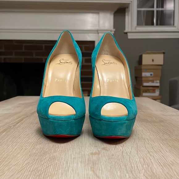 🛑SOLD🛑 Louboutin Troca 140MM Teal Suede - 36 - Picture 3 of 8